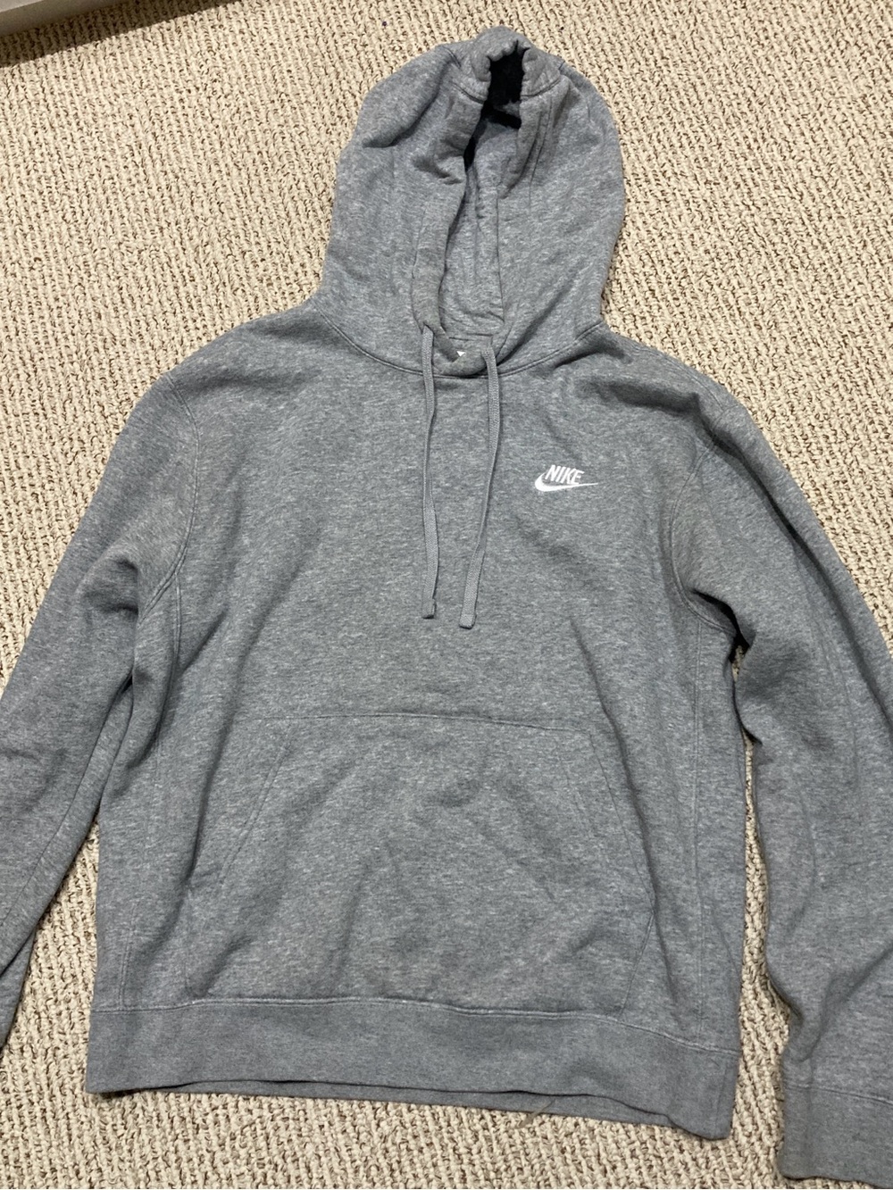 Nike Gray Heather Pullover Hoodie with White Swoosh